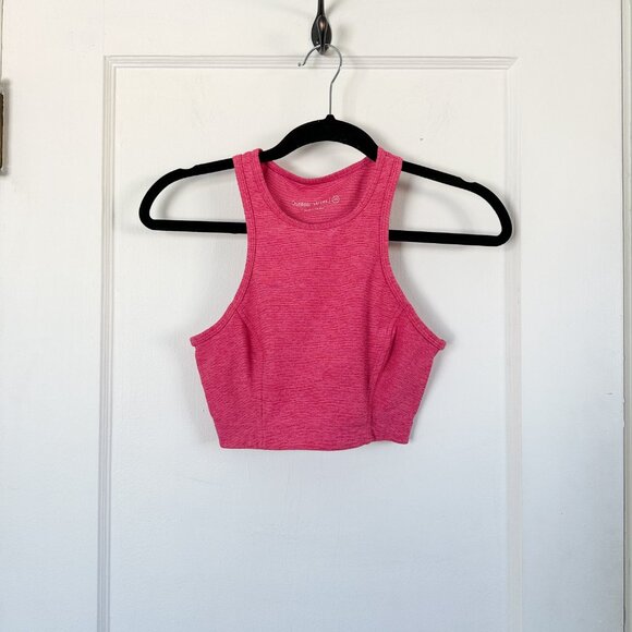 Outdoor Voices | Athena Crop Top (small) & Warmup 3/4 Legging (med) Set in Pink - Picture 3 of 9